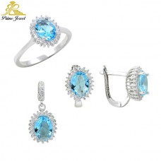 Gümüş zirkon taşlı set